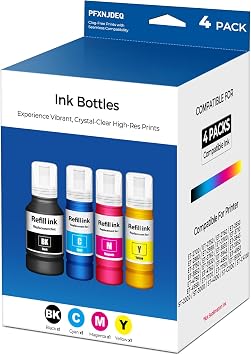 Compatible for EPT502 Ink Refill Bottle 4-Pack ET-2850 ET-3850 ET-4850 ET-15000 ET-2760 Ink Refill Bottles, Use for ET2850 ET3850 ET4850 ET15000 ET2760 ET-2980 ET-3843 ET-3950 ET-4950 ET-3760 Printer