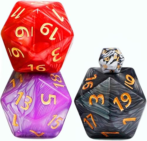 Miniatura 2 de Juego de 3 dados gigantes D20 de 2.165 in para Dungeons and Dragons, RPG, MTG