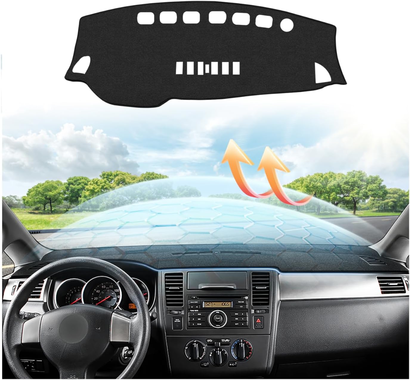 Cartist Custom Fit for Dash Cover Nissan Versa Tiida C11 2007 2008 2009 2010 2011 Dashboard Cover Mat Anti-Slip Pad Carpet Sunshield Protector
