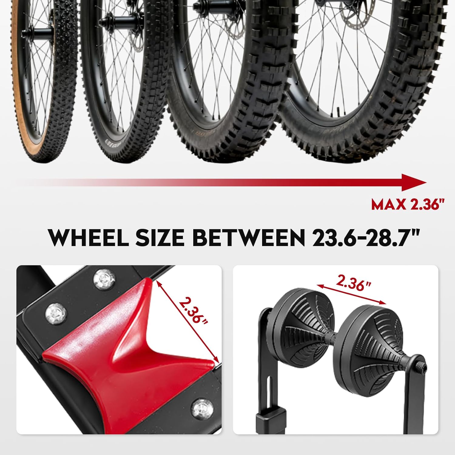 3-In-1 Foldable Bike Floor Stand, Portable Bike Storage for Garage, Up to 2.4" Tire Wide, MTB & Road Bicycle Floor Stand, Front Rear Wheel & Vertical Parking Rack Fit for 24"-29" Bikes