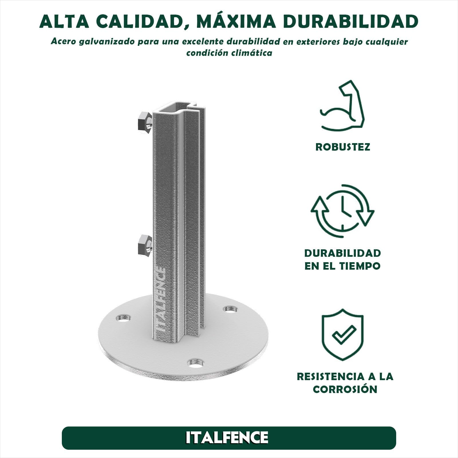 Base para poste T 30x30mm, acero galvanizado [5 piezas]