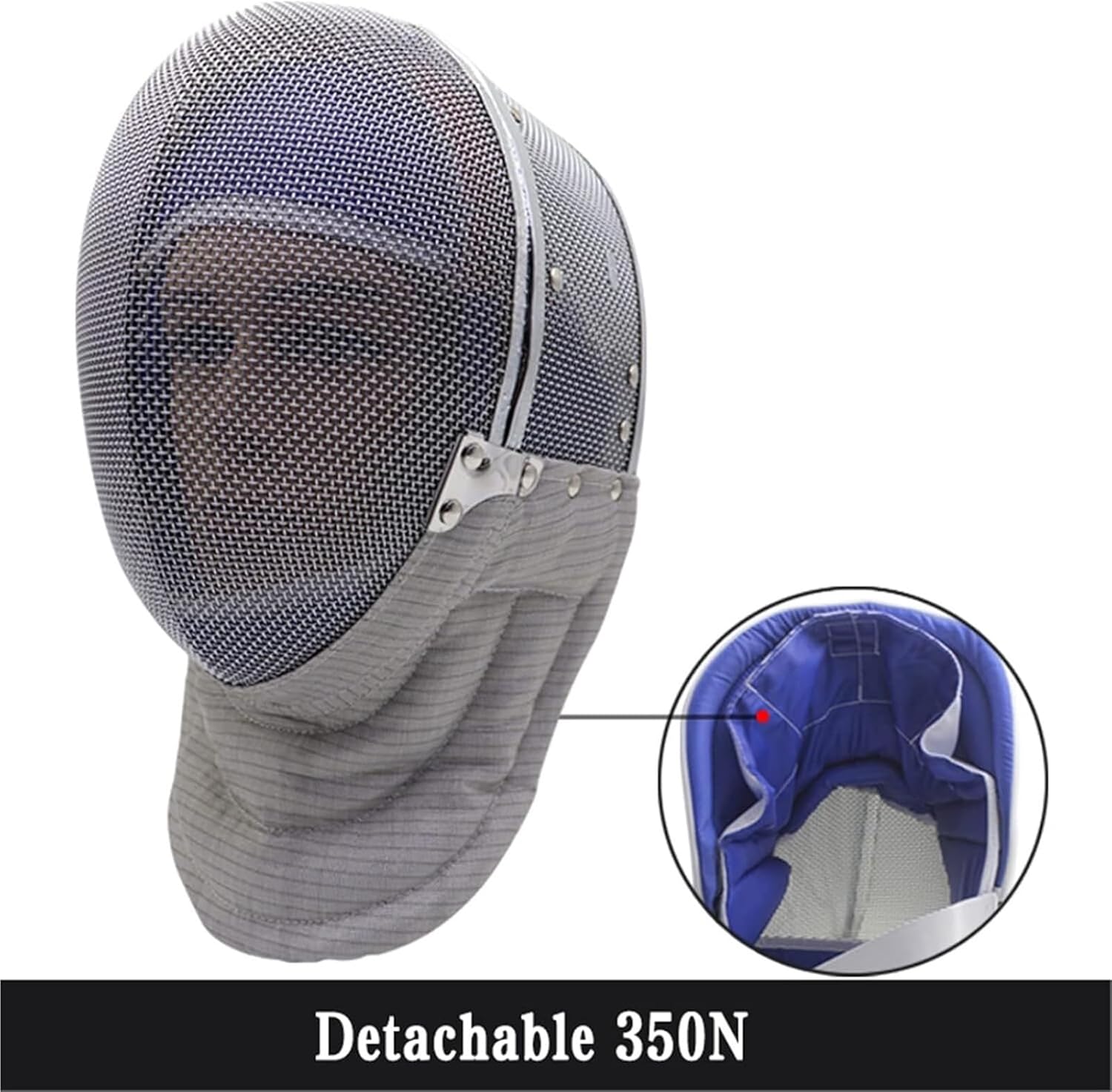 Fencing Mask - CFA, 900N Certified National Equipment Training Full Face Steel Mesh, Detachable Inner Lining