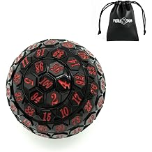 100 Sided Polyhedral Dice, Single D100 Game Dice, 100 Sided Cube with Black Pouch, D100 die 48 mm Black with Red Number