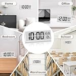 Large Digital Wall Clock Battery Operated – Temperature Display, 12/24 Hour Format – Desk Clock for Living Room, Bedroom, Office, School – White