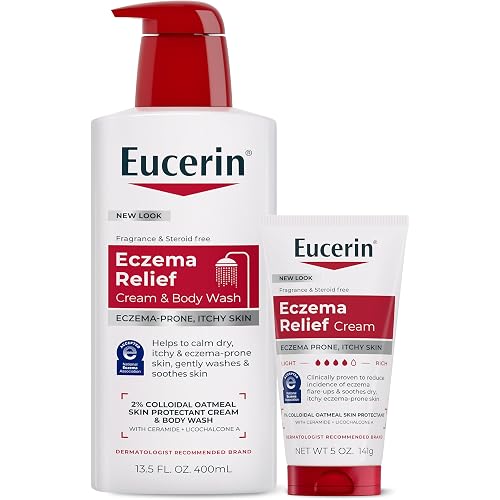 Eucerin Eczema Relief Complete Care Bundle With Eucerin Eczema Relief Body Wash, 13.5 FL OZ, and Body Cream, 5 OZ