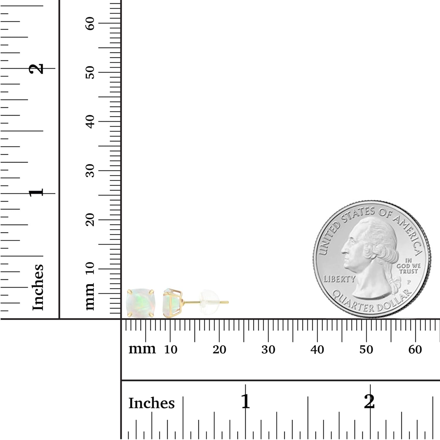 Solid 925 Sterling Silver Gold Plated 6mm Cushion Cut Genuine Birthstone Stud Earrings For Women | Natural or Created Hypoallergenic Gemstone Stud Earrings - Image 4