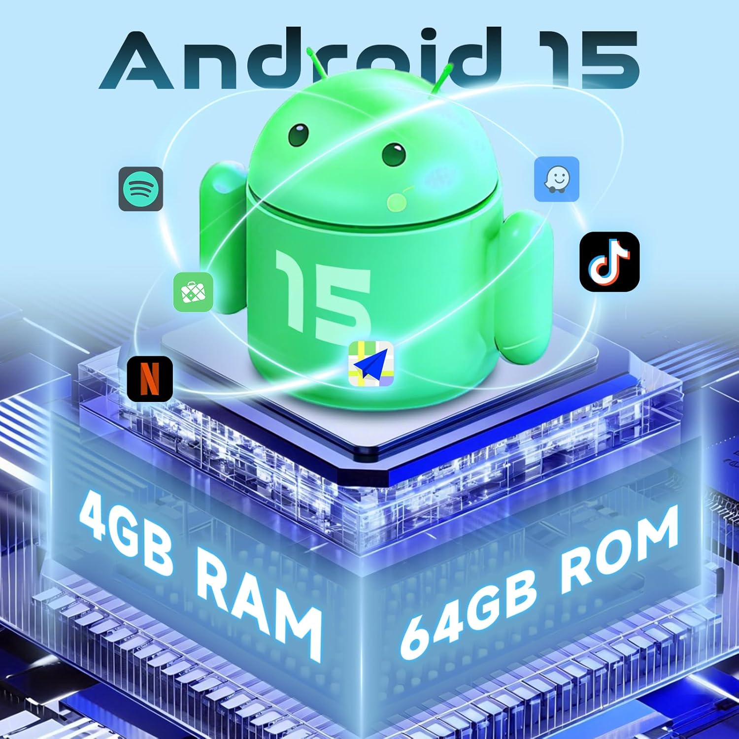 [Android 15.0/4G+64G] 6.86” IPS Touch Screen Car Radio for Dodge RAM 2002-2006/Jeep Grand Cherokee 1999-2004/for Jeep Wrangler 2003-2006 with Wireless Carplay&Android Auto