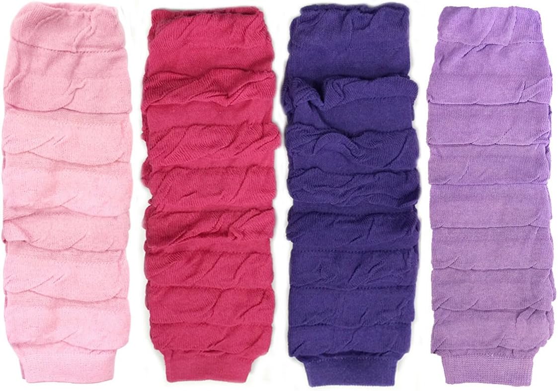 allydrew Gathered Ruching Baby Leg Warmers (Set of 4), Ruched Pinks and Purples