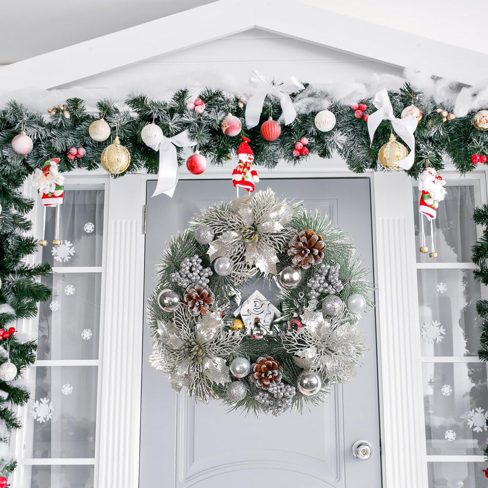 Couronne De Noël Pour Porte D'entrée De 32,6 Cm, Couronne De