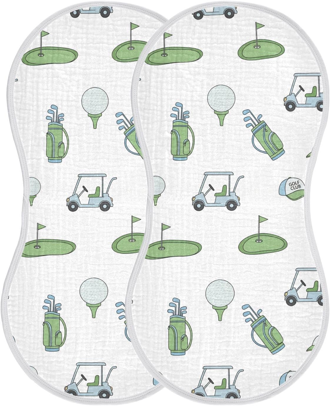 2 Pack Muslin Burp Cloths Golf Car White Cotton Baby Burp Cloths Ultra Absorbent Burping Cloth Soft Spit Up Rags for Newborn Must Haves, Large 22" x 11"