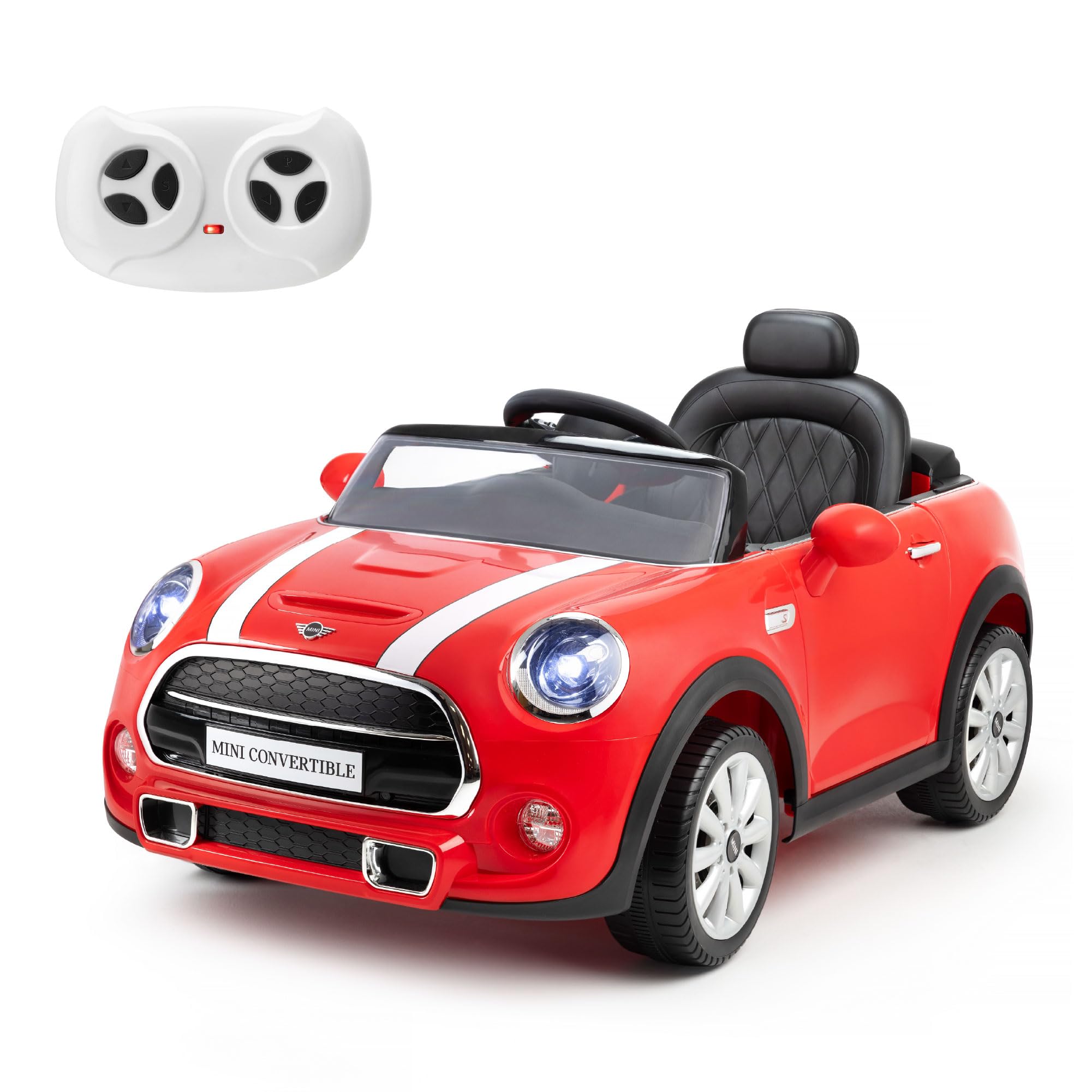 Xootz Mini Cooper Kids Ride-On Car - Fun Electric Convertible with Remote Control, Music (MP3 & AUX), Lights & Opening Doors