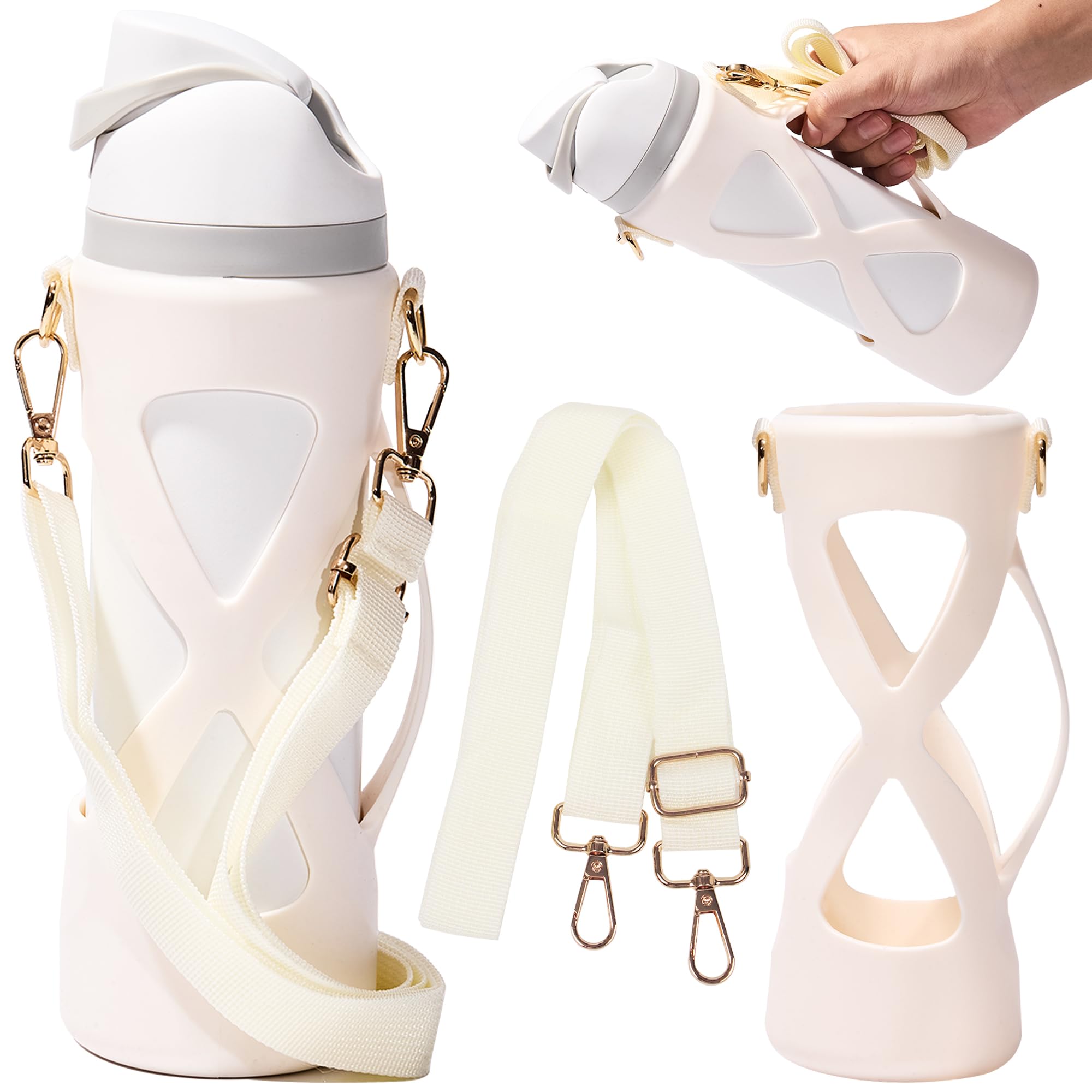 Silicone Boot with Handle for Owala Freesip Water Bottle 24 Oz, Water Bottle Carrier Grip Accessories for Running Bike, Gym Or Jogging