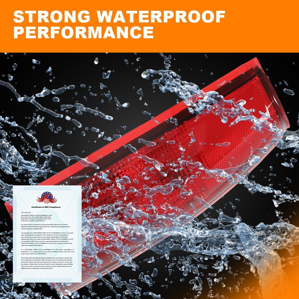 G-PLUS Tail Lights w/Bulb Left and Right Compatible with Chevy/GMC C/K 1500 2500 3500 & Silverado 1988-1999/Fit Blazer 1992-1994, Red Lens Luces Traseras Rear Brake Lamps Assembly Faros Traseros