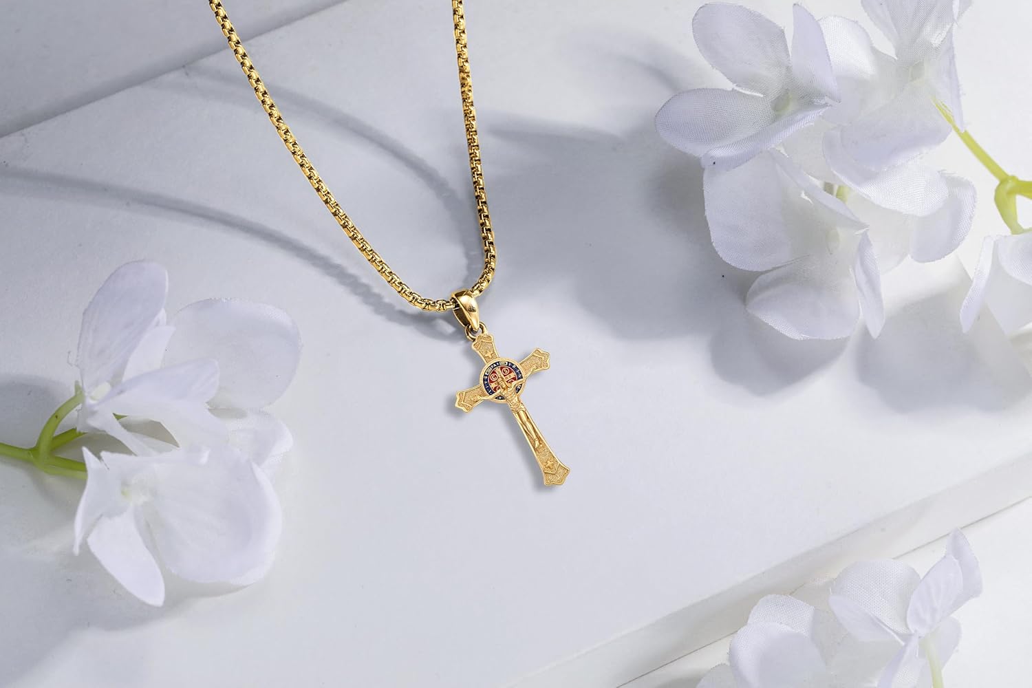 St Benedict Medals Necklace Patron Saint Medalla De San Benito 925 Sterling Silver San Benito Medalla Cross Pendant Religious Amulet Jewelry for Men Women - Image 3