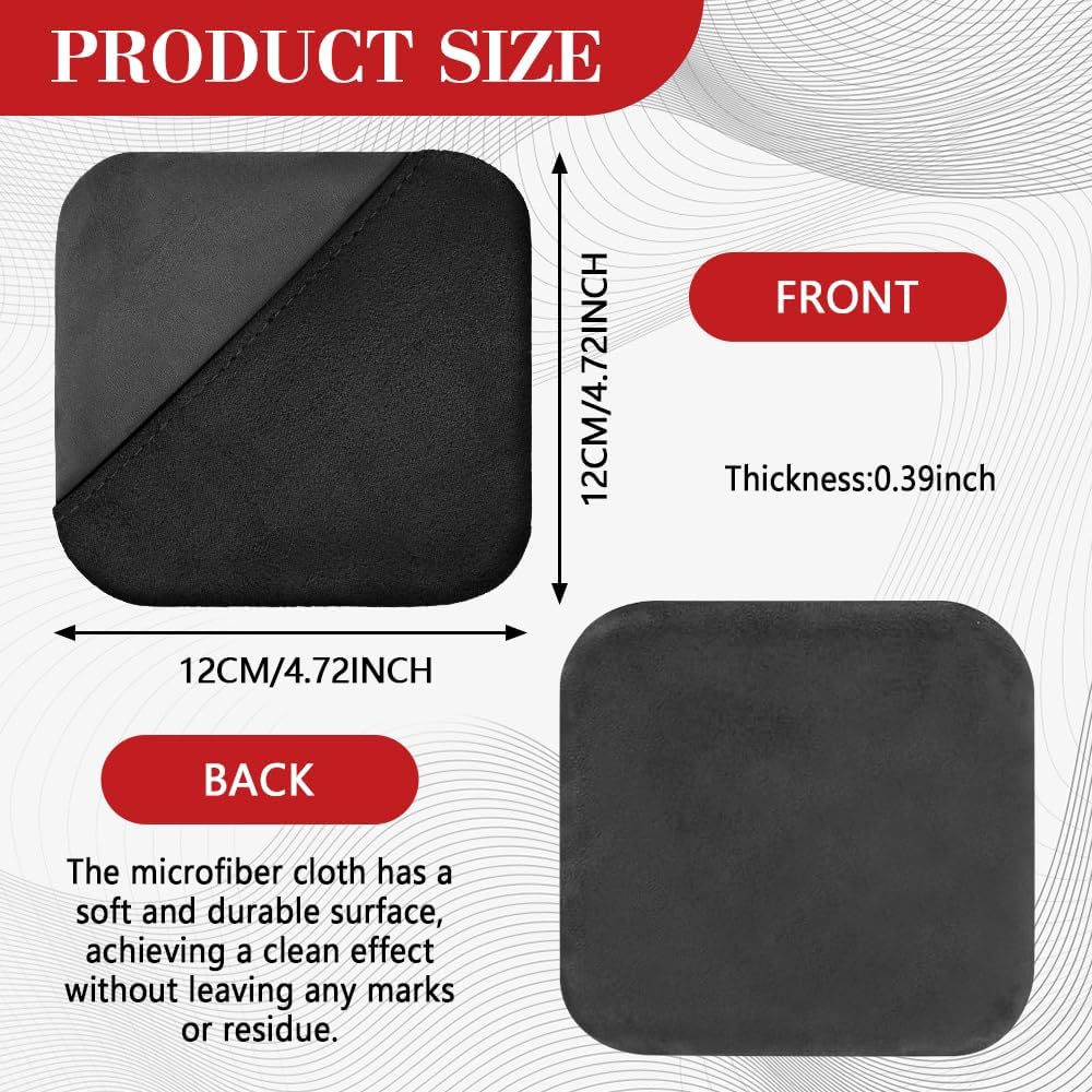 Car Screen Cleaner, Foldable Touch Screen Cleaner Cloth, Microfiber Cleaning Pad Car Cleaning Wipes, Auto Accessories Touchscreen Cleaner Cloths for Vehicles (Square/Black Grey, 2PCS) image 2