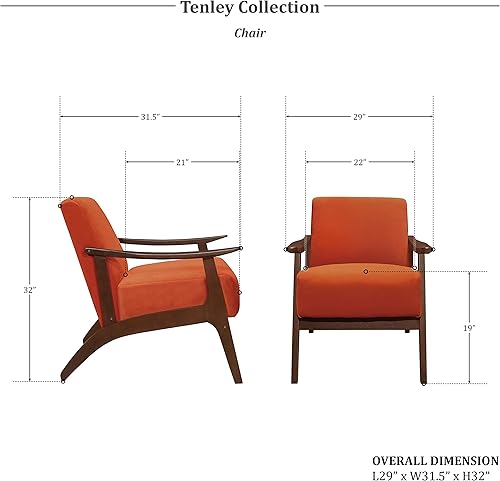 Miniatura 90 de Lexicon Savry - Silla decorativa con brazo de madera de tela de 29 pulgadas de ancho, color naranja Naranja,Marrón claro,Gris