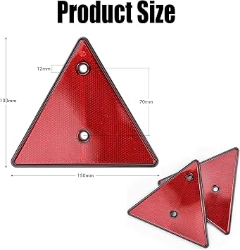 Helweet Red Triangle Reflectors, Trailer Reflectors, Rear Reflectors, Safety Reflectors, Red Rear Reflectors, For Trailers, Motorcycles, Caravans, Trucks, Boats, 4 Pieces