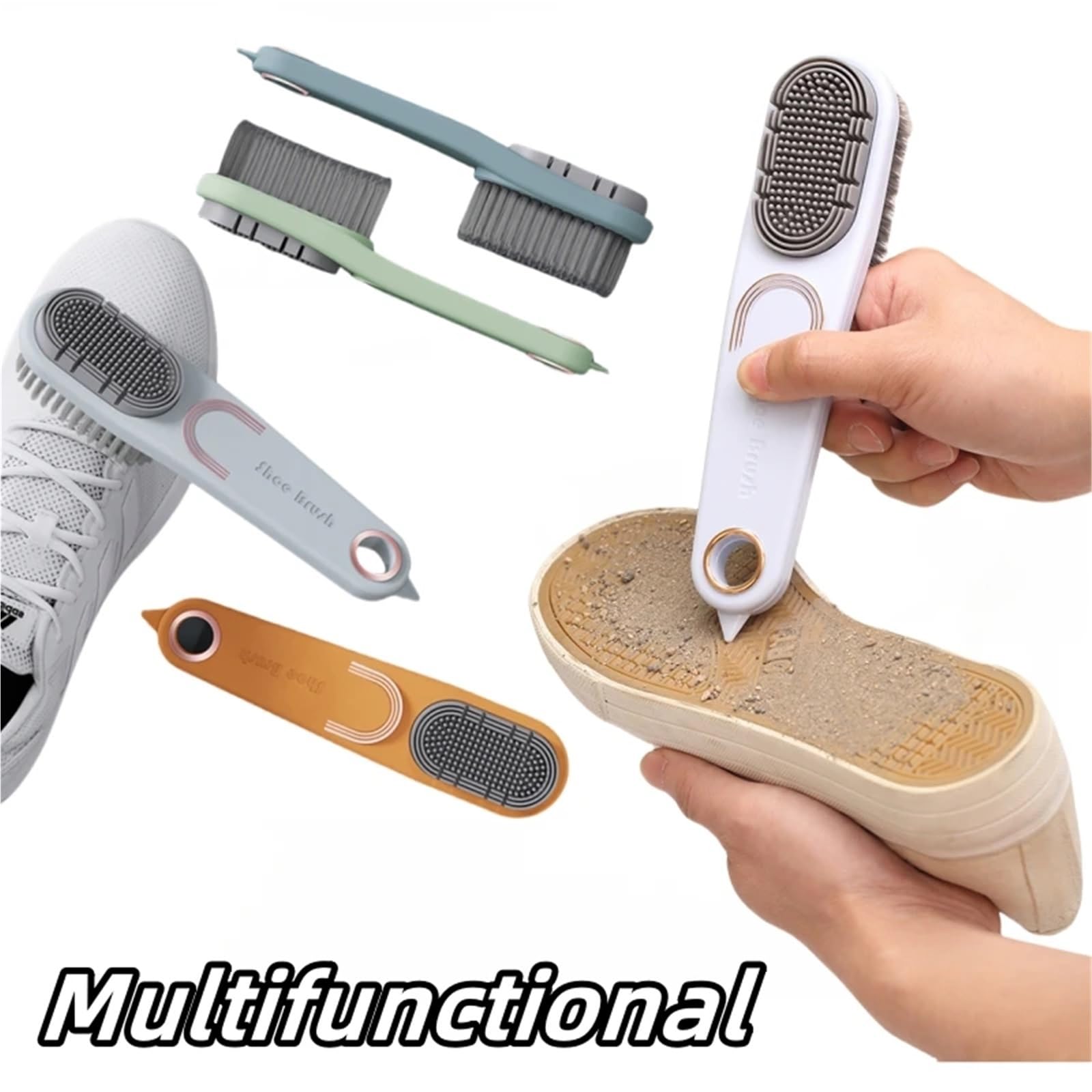 Doppelseitige Schuhbürste mit Silikon Für Schuhe | Multi-Oberflächenreiniger for Schuhe/Kleidung, zu Hause und auf Reisen(Color4)