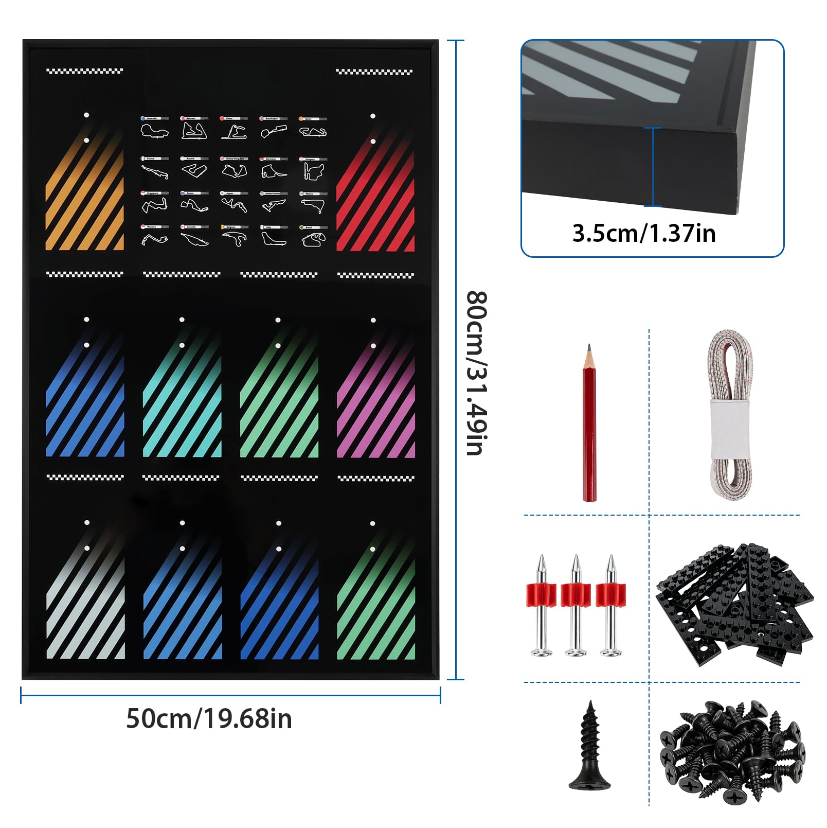 Vitrina de Pared para Coches en Miniatura con Panel Protector de Acrílico | Expositor de Pared para Modelos de Colección, Panel Expositor con Marco de Aluminio, Exposición para Vehículos en Miniatura