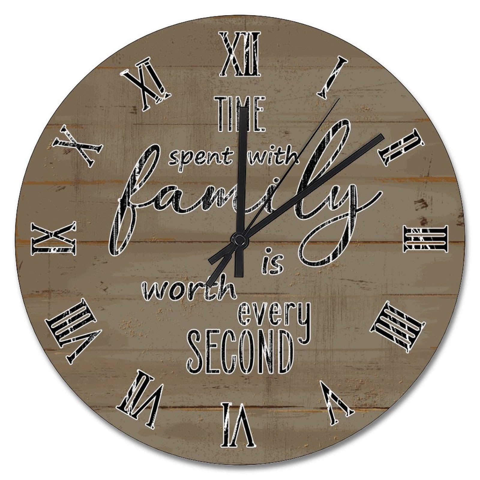 Horloge murale en bois rustique de 38 cm pour decoration de bureau et maison