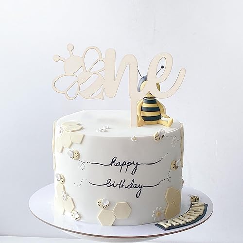 Miniatura 4 de 1 pieza de decoración de pastel de abejorro de abejorros de madera para primer cumpleaños, decoración de pastel de abejorros para baby shower,