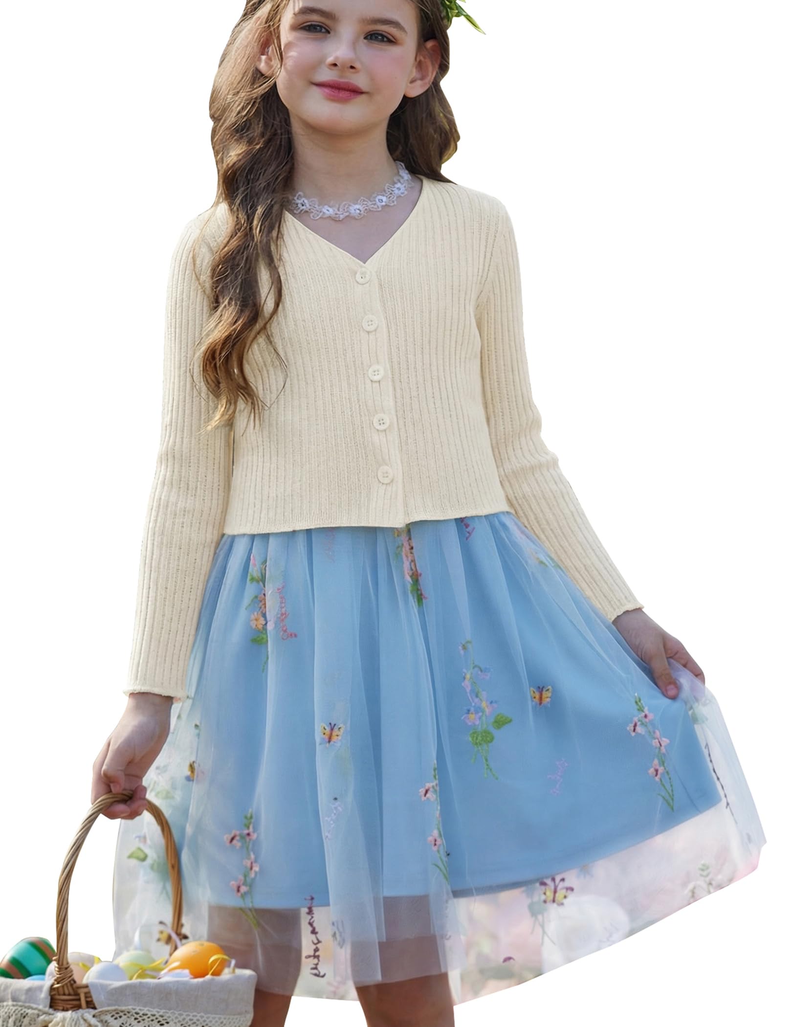 Arshiner Mädchen Strickjacke Button Down Bolero Cardigan für Kinder Schuluniform Strick-Bolero mit Langen Ärmeln und Knopfverschluss 5-12 Jahre