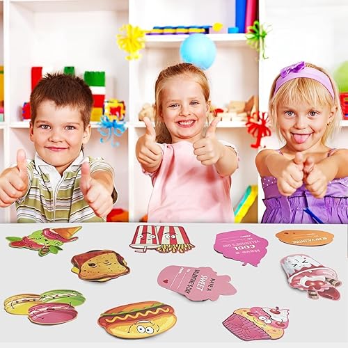 Miniatura 6 de 32 tarjetas de San Valentín para intercambio de aula para niños, incluye 32 sobres rosas y 32 calcomanías, tarjetas con gráficos temáticos de papas