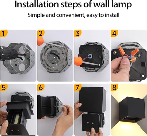 Miniatura 6 de Paquete de 4 lámparas de pared para exteriores de 12 W, para exteriores e interiores, apliques de pared LED negros modernos, IP65, impermeables, Luz