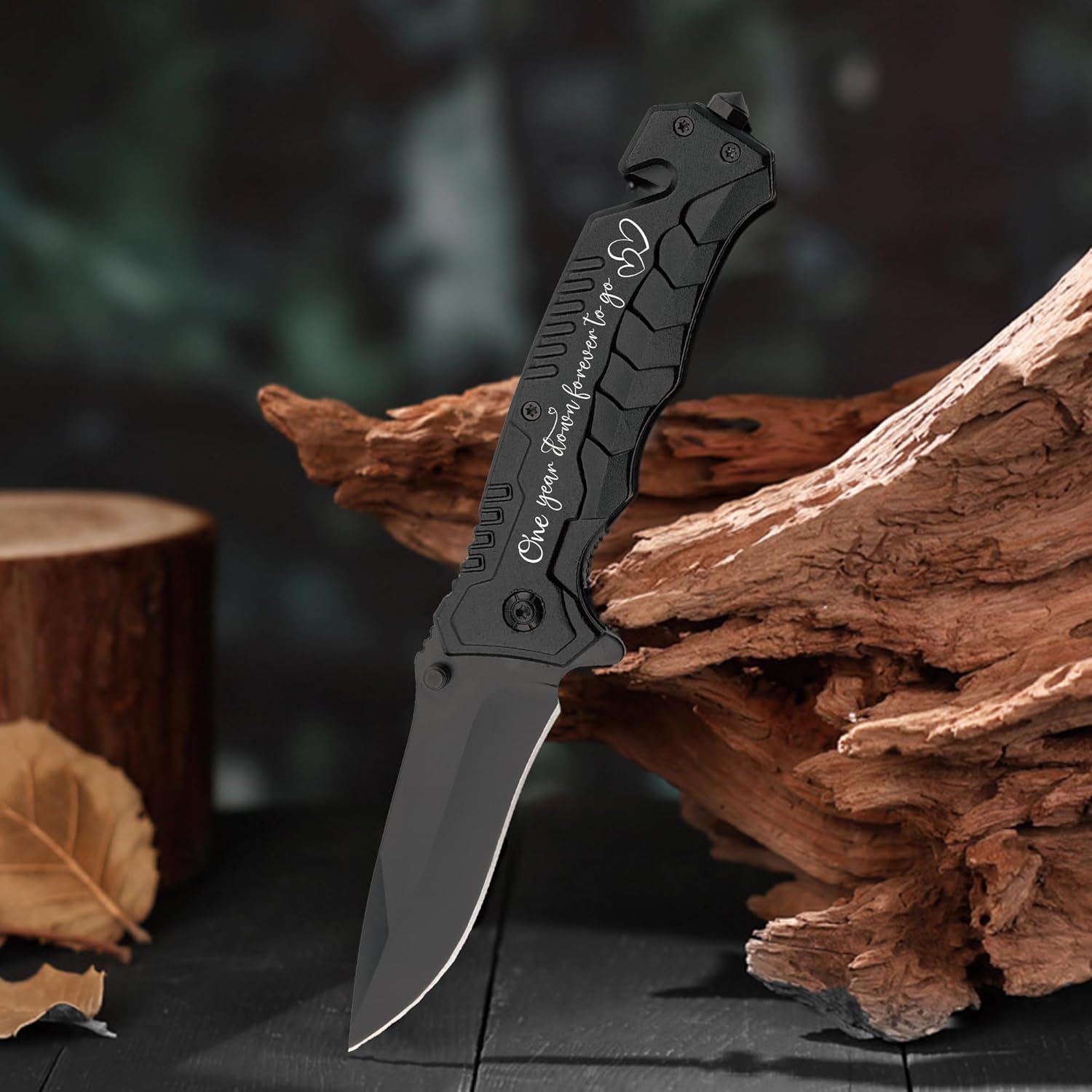 1 Year Paper Anniversary Keepsake Him, 1st Anniversary Present for Boyfriend Husband, First Year Marriage Men Gift Idea, Engraved Pocket Knife with Wood Box, Hunting, Camping, Fishing, Folding Knives