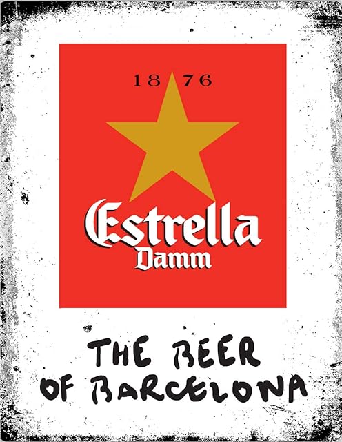 Lewistons-Of-London Estrella Damm Beer Lager Spain Barcelona inspired Vintage Retro Man Cave Bar Pub Shed Novelty Gift Tin Wall Décor Metal Sign