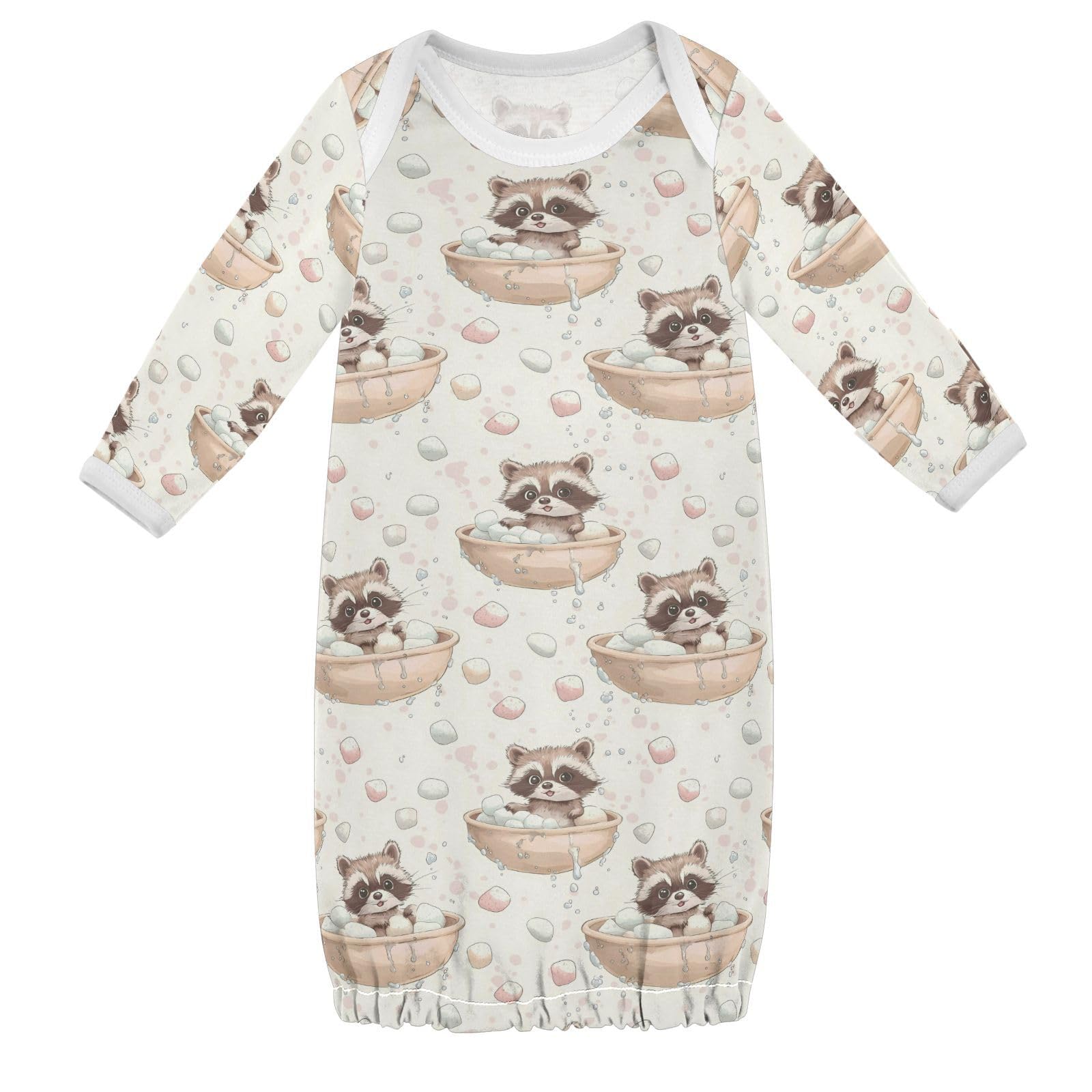 vvfelixl Baby Sleeper Gown for Newborn Boy Girls Cartoon Cute Raccoon Infant Nightgown for 0-3 Months Multicolor