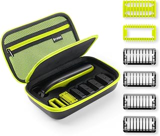 Guards Guide Comb Attachment with Case for One Blade QP2520 QP2530 QP2620 QP2630 QP2724, Guide Comb for One Blade & Oneblade Pro, Skin Guard & Body Comb & 1/2/3/5mm Stubble Comb, Travel Carry Storage Cover