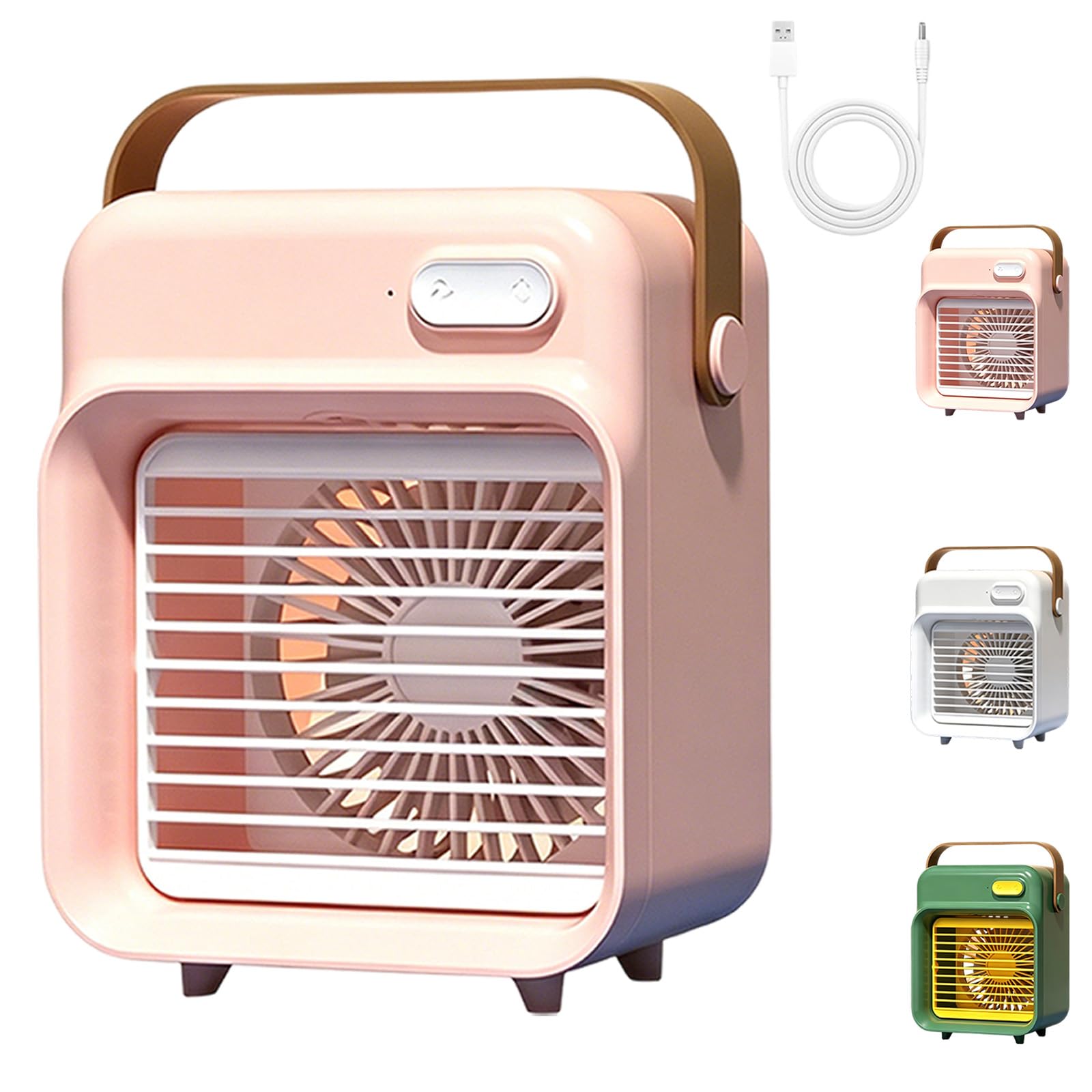Wireless Desktop Air Cooler & Humidifier, Rechargeable Evaporative Cooler, Portable Mini Personal Air Conditioner with Handheld Carry Handle for Home Office Camping Travel Car (1PC-A)