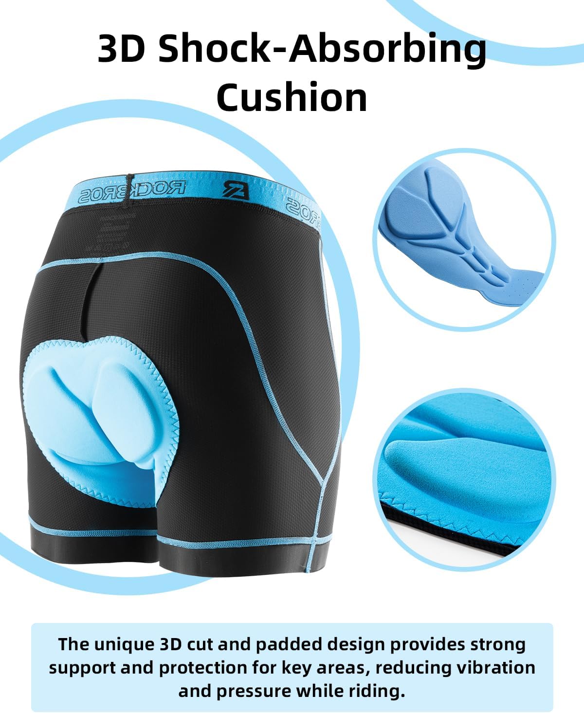 ROCKBROS Men's Cycling Shorts, 3D Padded Bike Shorts for Men, Breathable and Easy-Drying Bike Shorts - Image 3
