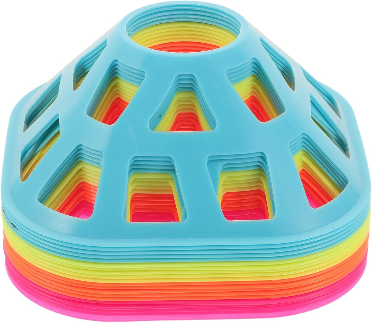 20pcs High Visibility 6 Inch Square Pe Training Disc Cones Rounded Edges and Square Hollowout Design for Football and Basketball, for Indoor Agility Training and Local Sports Field