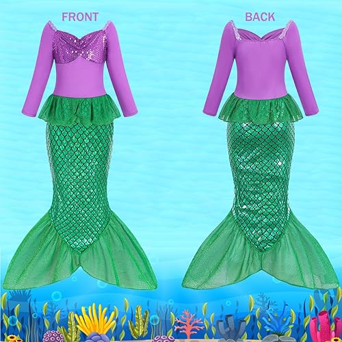 Miniatura 2 de Disfraz de sirena para niñas, disfraz de Halloween para niñas, disfraz de princesa Ariel, fiesta de cumpleaños