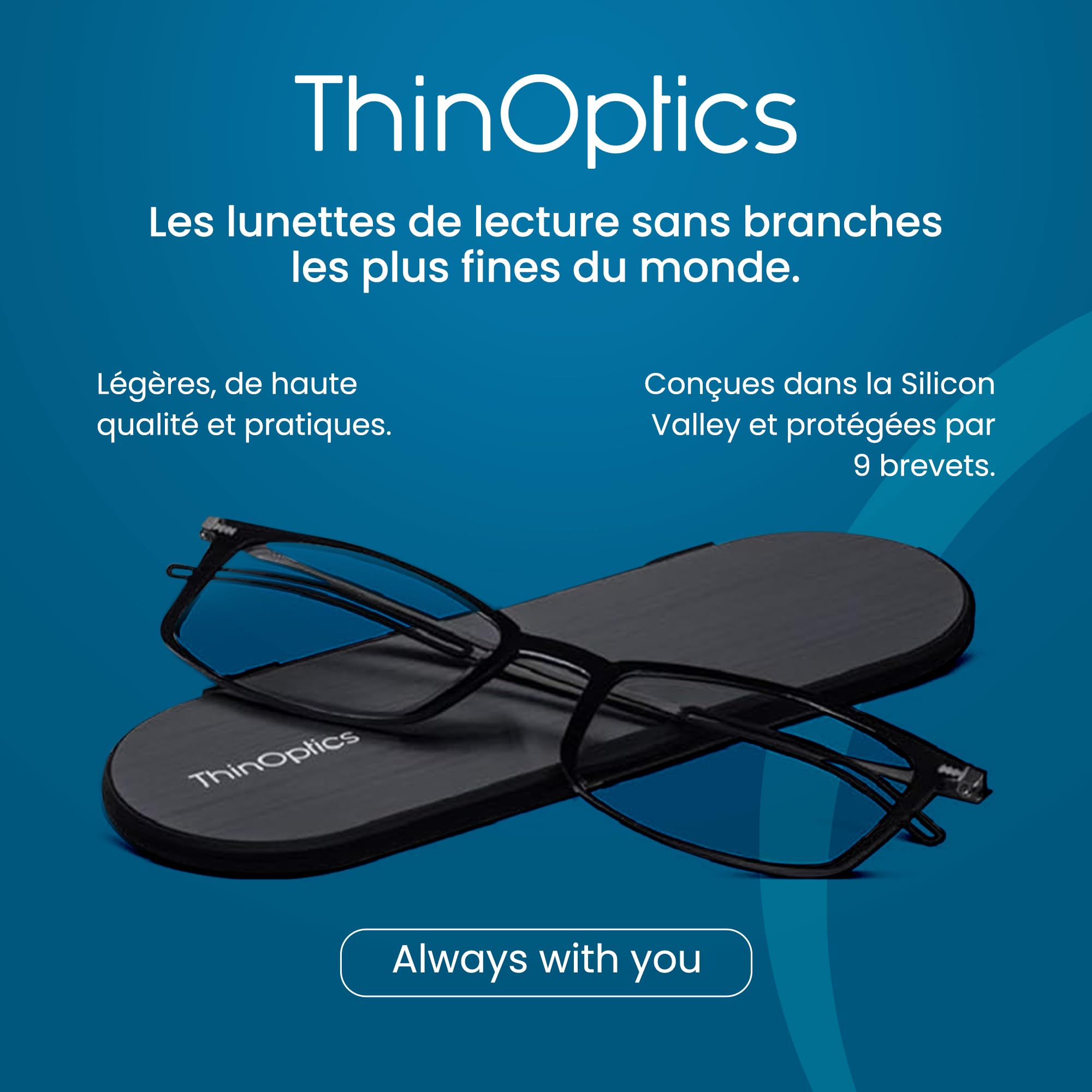 ThinOptics Brooklyn Lunettes De Lecture - Unisexe Homme Femme - Ultra Fines, Compactes Et Légères - Comprend Un Étui Magnétique Milano