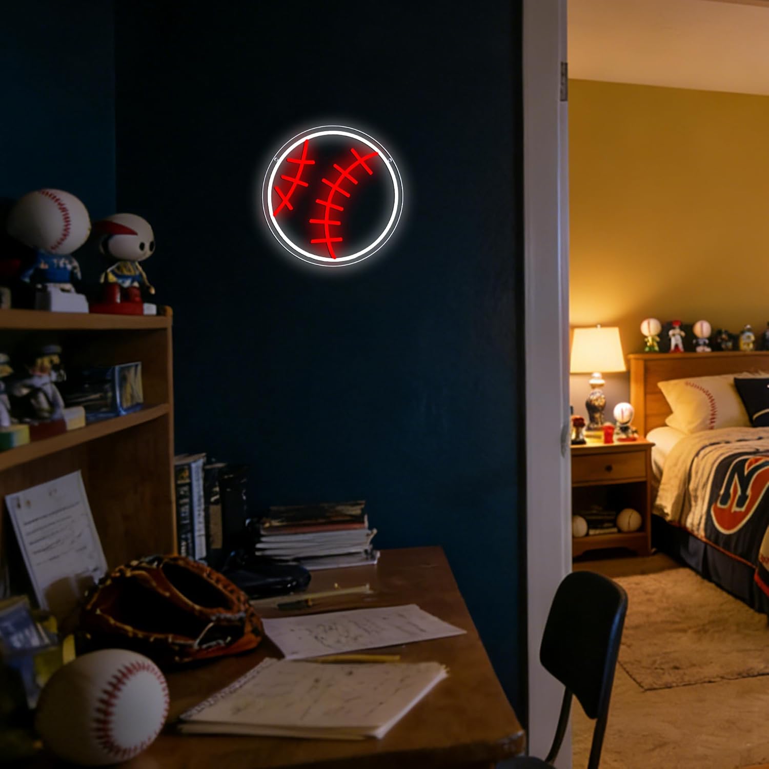 Baseball Neon Sign, Baseball Player Neon Light USB Powered Unique Gifts for Teenagers LED Sign, for Man Cave Sports Theme Game Room College Dorm Baseball Fan Accessories Birthday Gifts(11.8*11.8 In)