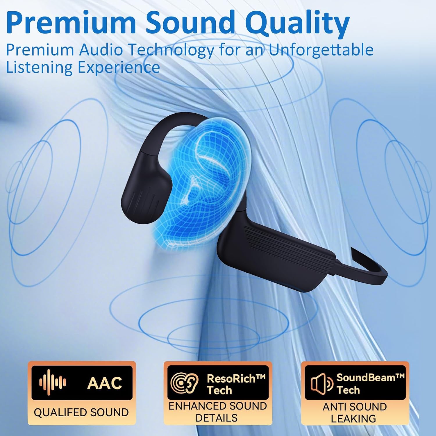 Swimming Headphones, IP68 Waterproof Bone Conduction Headphones, Bluetooth 6.0&MP3 with32GB Memory Card, Skin Open Ear Swim Earbuds with Adjustable Headband for Swim Cap/Hat, Magnetic Charging(Black)