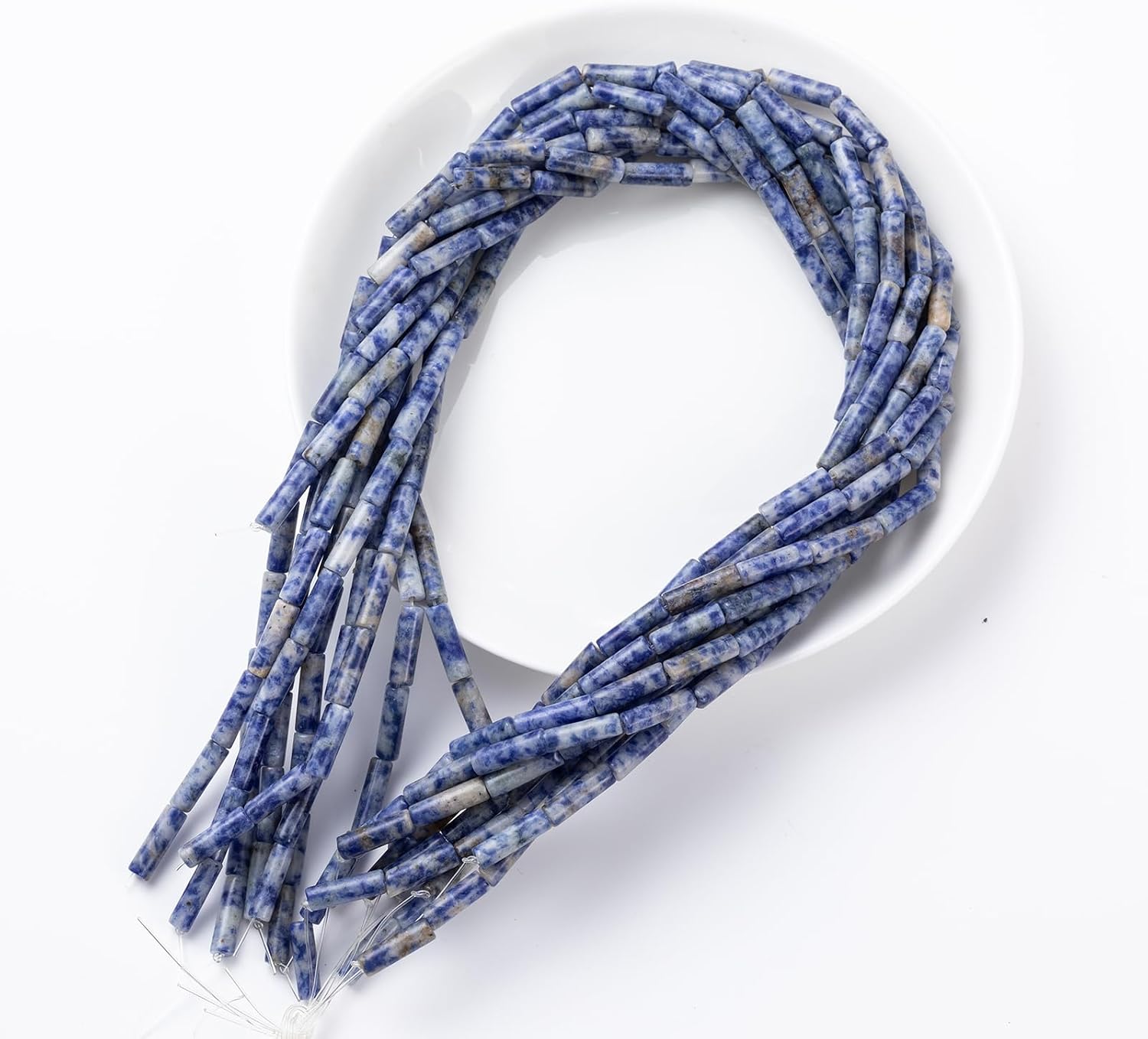 Natural Blue Sodalite Cylinder Tube Beads 4x13mm 38cm/str Loose Semi Gemstone Stone Beads for Making Bracelets Necklace Earrings