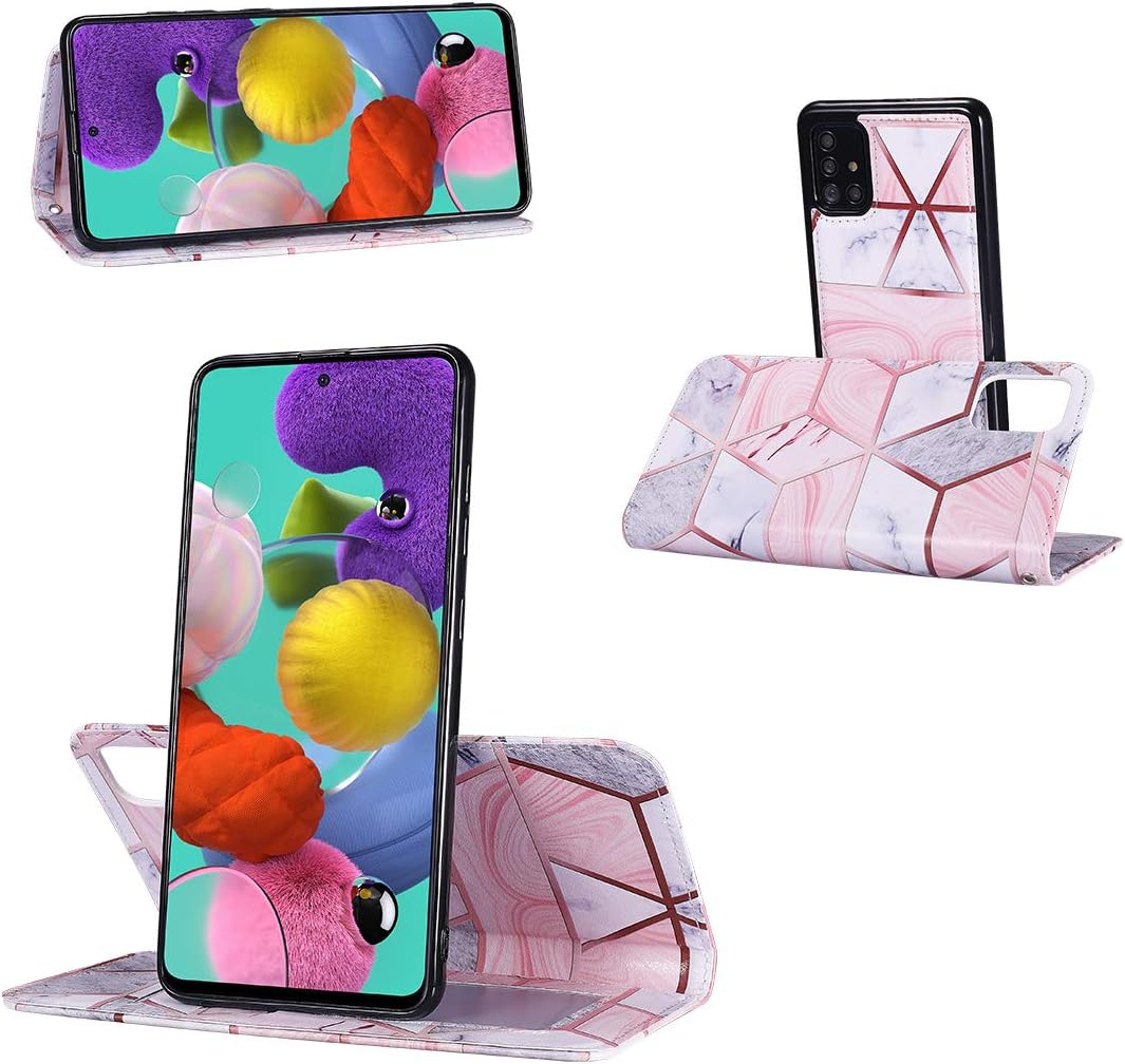 QLTYPRI Samsung Galaxy A51 Case, [Detachable] Magnetic Wallet Case PU Leather TPU Bumper with Card Holder Kickstand Shockproof Flip Wallet Case for Samsung Galaxy A51 - Marble