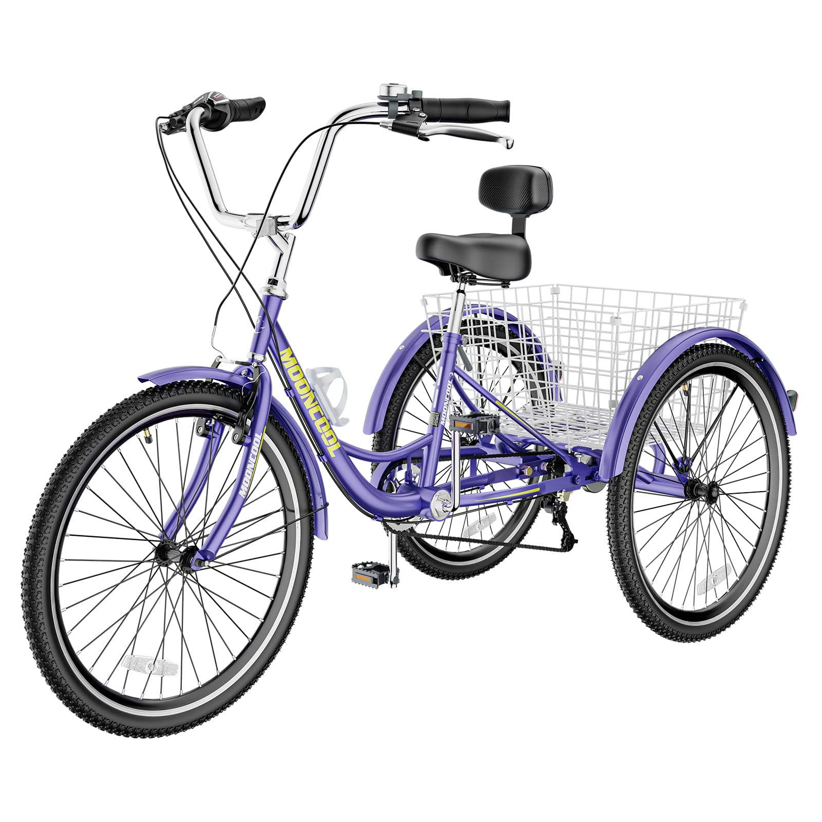 SlsyAdult Tricycles 7 Speed, Adult Trikes 20/24/26 inch 3 Wheel Bikes, Three-Wheeled Bicycles Cruise Trike with Shopping Basket for Seniors, Women, Men
