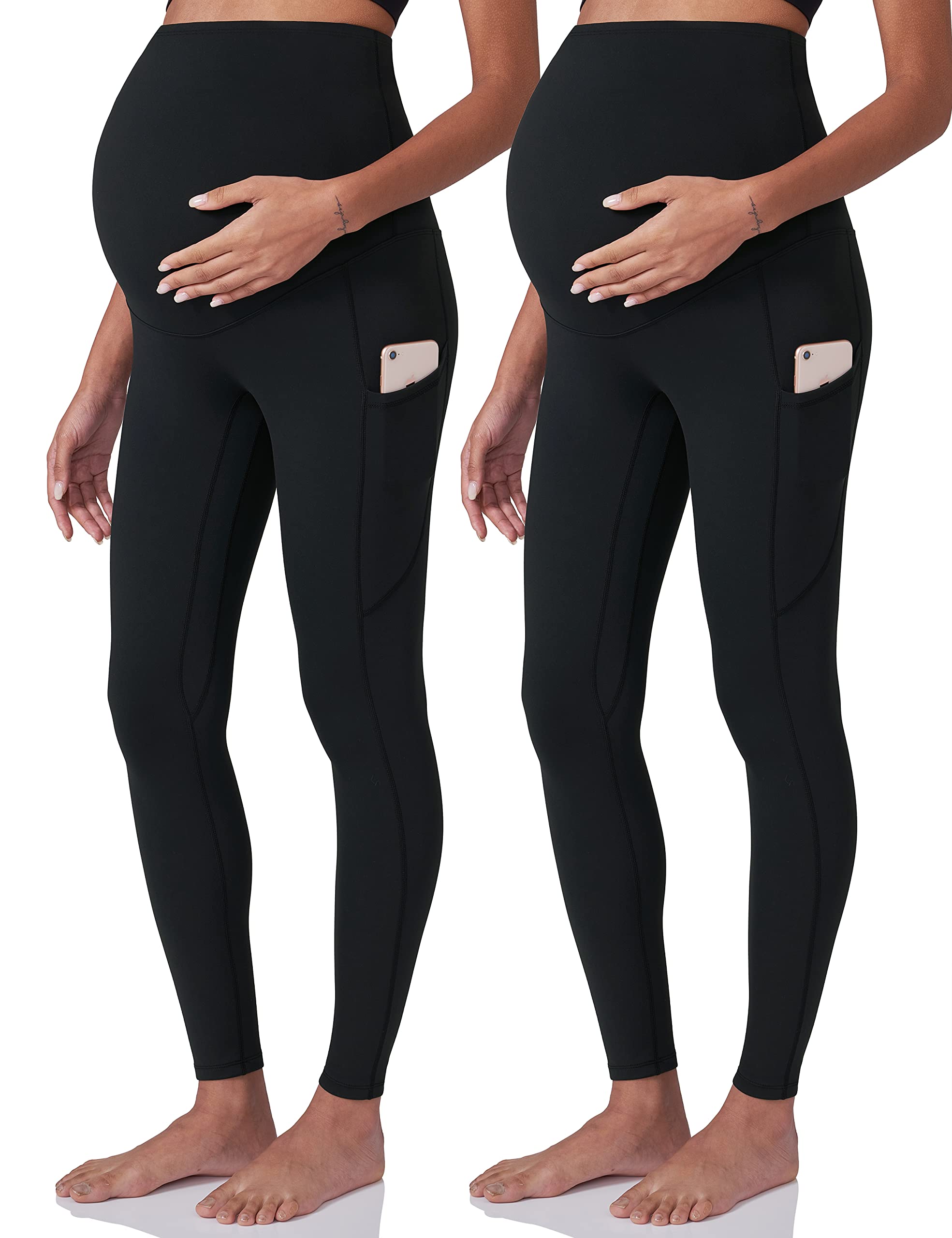 POSHDIVAH Womens Maternity Workout Leggings Over The Belly Pregnancy Yoga Pants with Pockets Soft Activewear Work Pants