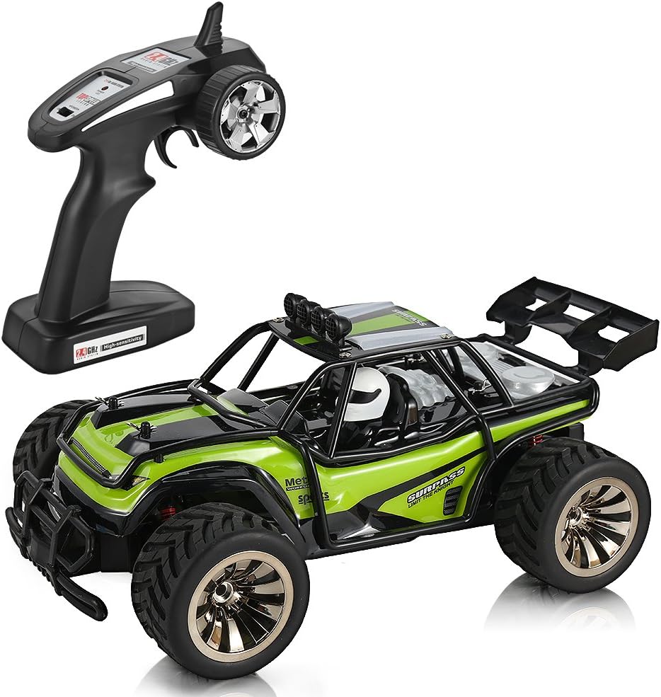 FidgetKit Electric Offroad RC Car, 1:16 Scale RC Desert Dune Buggy Vehicle, 2WD 15KM/H High Speed 2.4GHz Remote Control Monster Truck (Green)