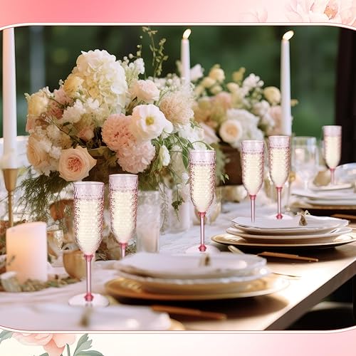 Miniatura 5 de Remerry Paquete de 48 copas de champán de plástico desmontables de 5.5 onzas, copas de champán desechables a granel, copas de vino reutilizables