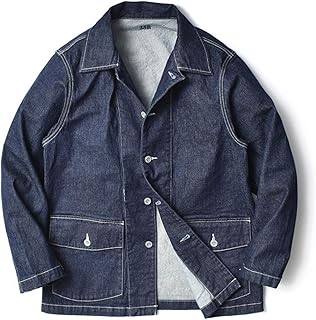 [ヒューストン] デニム カバーオール メンズ 大きいサイズ （ 12.5oz・厚手・ワーク・ミリタリー・アメカジ・春 秋冬 ）