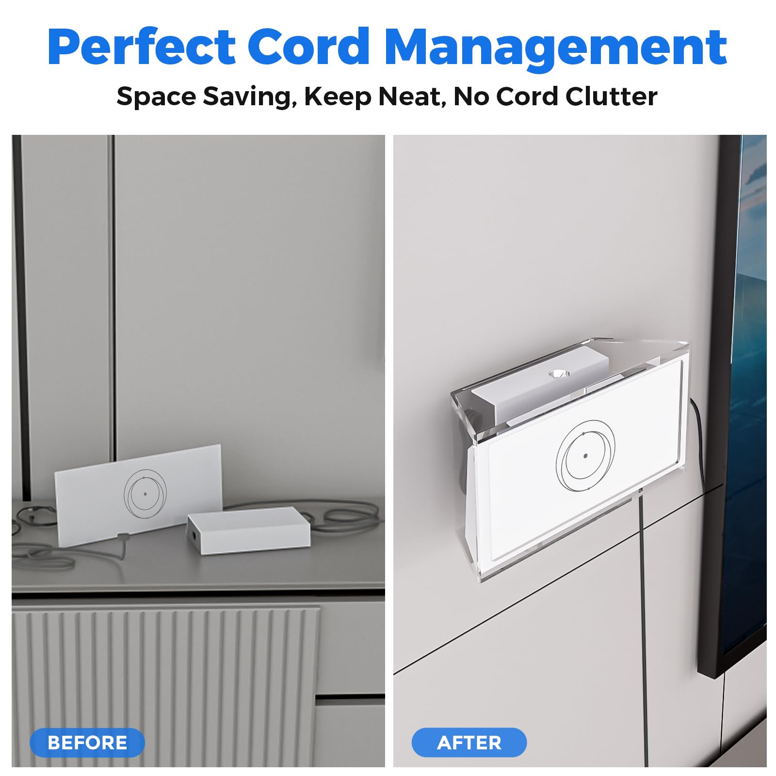 CUHIOY Supporto da parete per router Starlink V4 V3 Gen 3, scatola acrilica trasparente | Supporto da scrivania, adatto per sistema Wi-Fi standard a rete 4X, staffa di alimentazione, supporto organizer per cavi