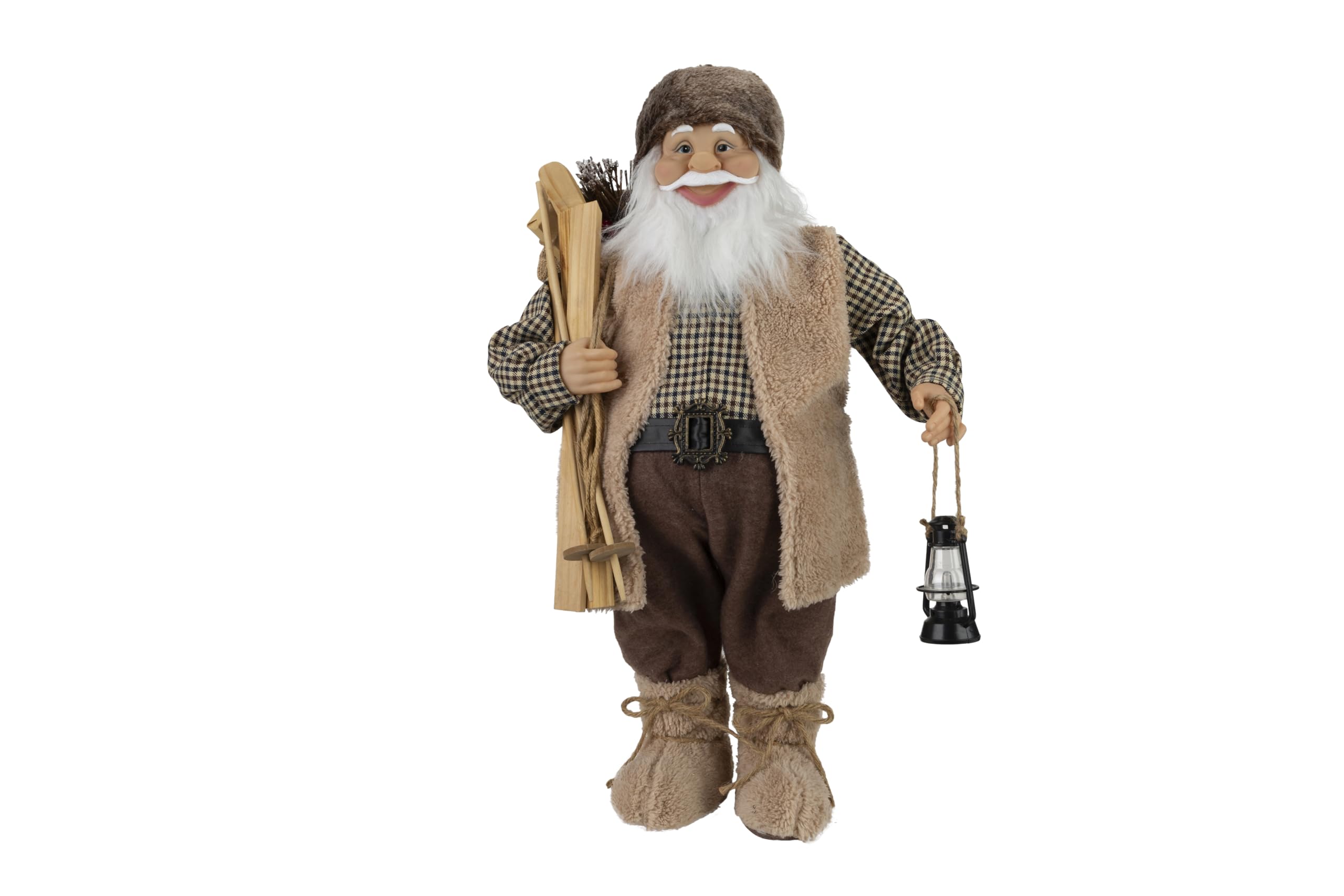Cosy Home Figurine Père Noëll in Polyester, Brown, 20X13Xh31Cm
