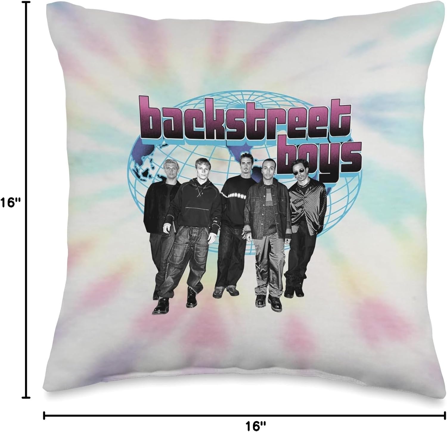 Backstreet Boys Globe Vintage Tie Dye Throw Pillow