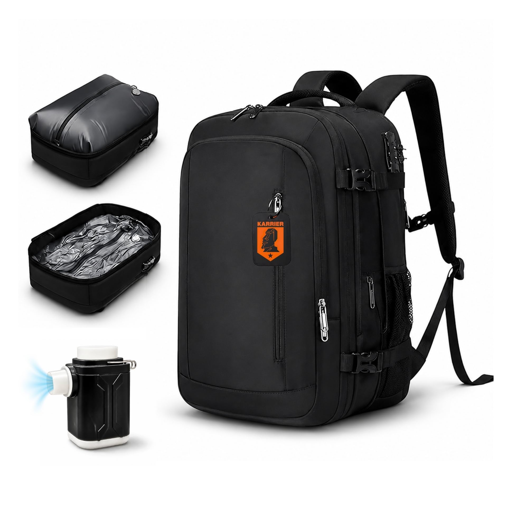 karrier Vacuum Compression Backpack with Built-in System | Smart Organizer for Clothes & Gear | Maximize Space for Weekend Trips or Air Travel-picture-13